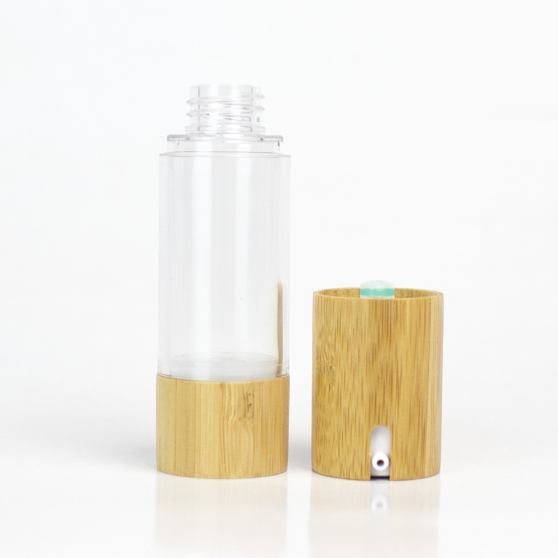 Bamboo Lotion Airless Pump Bottle 1oz 1.7oz Emulsion Cream Vacuum Cosmetic Bamboo Lotion Airless Pump Bottle 1oz 1.7oz Emulsion Cream Vacuum Cosmetic