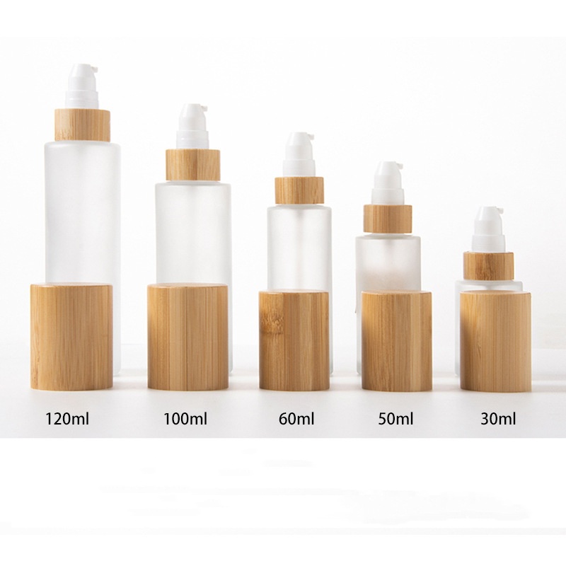 Frosted Medicamine Lotion Pump Fine Nebula et Lotion Vitri Spray Bottle Cum Bamboo Lignum Lid Frosted Medicamine Lotion Pump Fine Nebula et Lotion Vitri Spray Bottle Cum Bamboo Lignum Lid