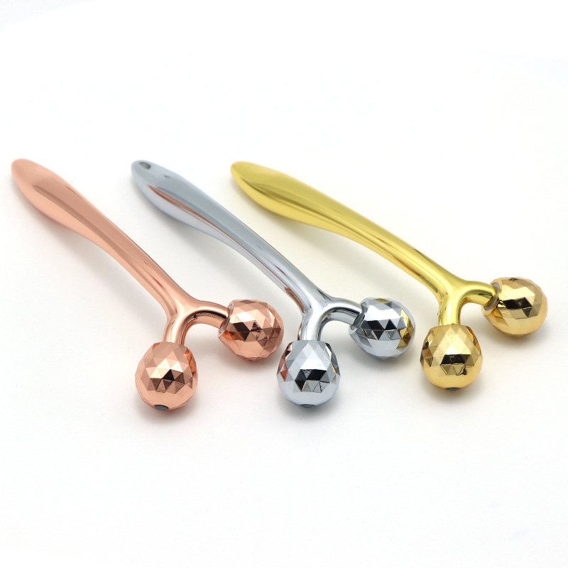 Y Shape 3D Massage Beauty Bar Handheld Facial Elevatio Anti-Aging Skin Care 24k Aurum Metal Face Roller