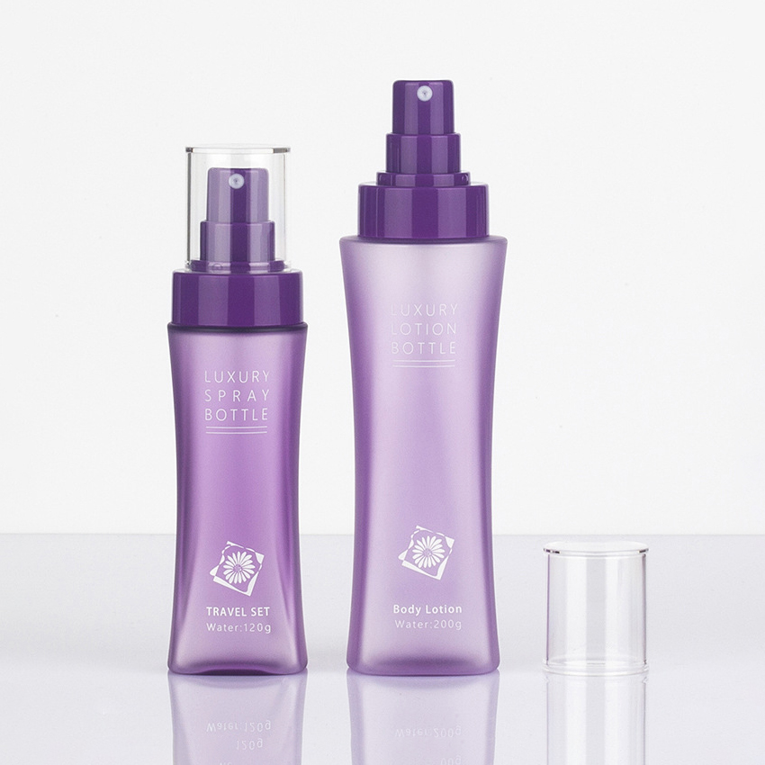 80ml 120ml 150ml 200ml Waist-Shaped Pet Plastic Travel Utrem Explosivae Design pro Lotions Tinte Aqua-Small Size Convenient Spray Bottle