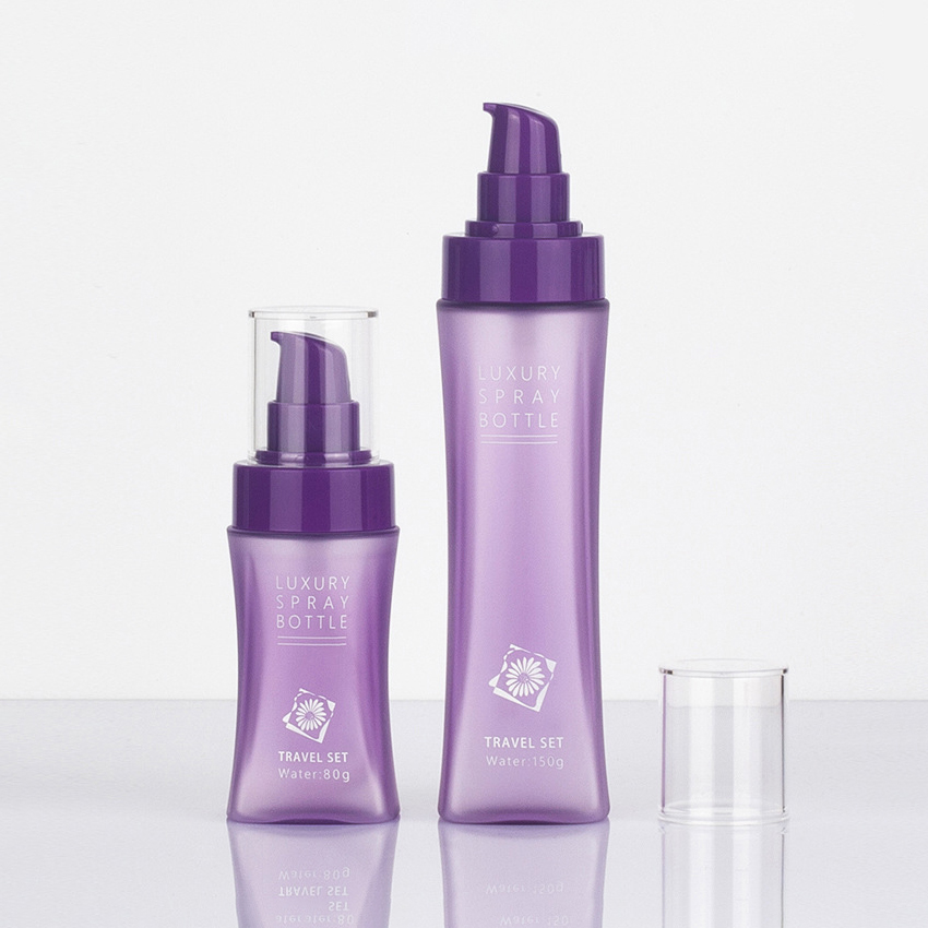 80ml 120ml 150ml 200ml Waist-Shaped Pet Plastic Travel Utrem Explosivae Design pro Lotions Tinte Aqua-Small Size Convenient Spray Bottle