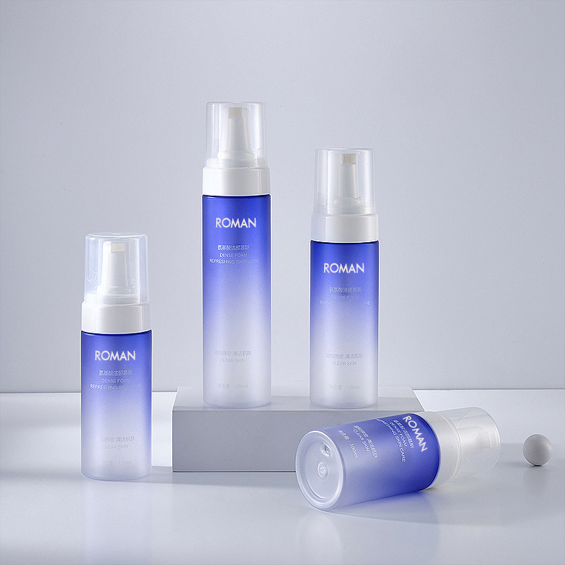 100ml 120ml 150ml 200ml PET Gradient Blue Color Foam Liquid Soap Dispensator Foaming Pump Bottle Shower Gel Hand Washing Utrem Bathroom Supplies