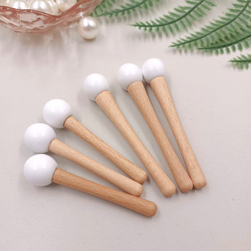 Ligno-handle Ceramic Bead Eye Cream Massage Stick Stick Cosmetic Spatula