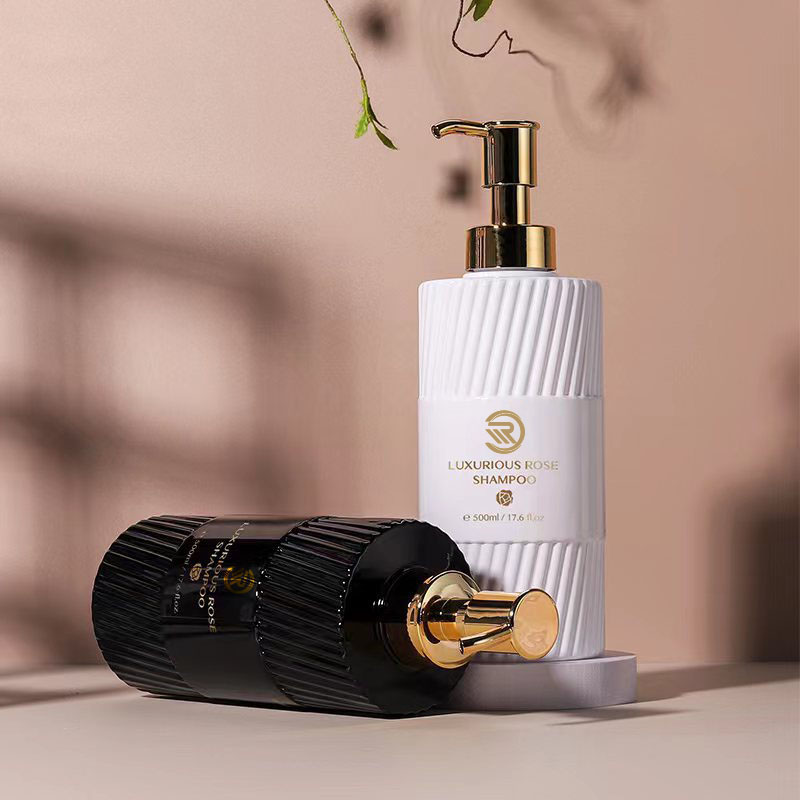 Eco-friendly 500ml Flat Humerum Shampoo Shower Gel Utrem White Black Stripe Pressing Plastic Pump Emulsion Packaging For Lotion Use Eco-friendly 500ml Flat Humerum Shampoo Shower Gel Utrem White Black Stripe Pressing Plastic Pump Emulsion Packaging For Lotion Use