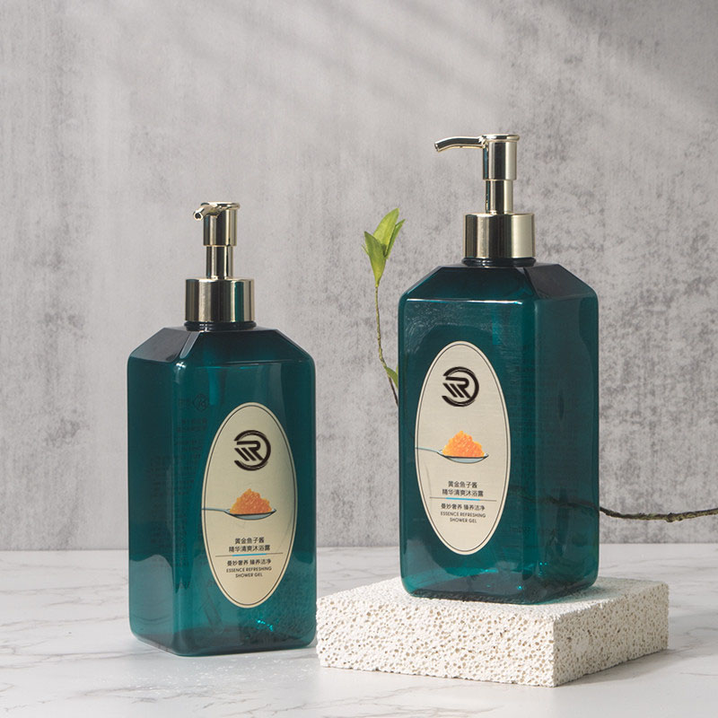 Private Label PET Plastic Dark Green Skincare Moisturiser Body Lotion Hair Care Shampoo Dispensans Bottle Continens 550ml